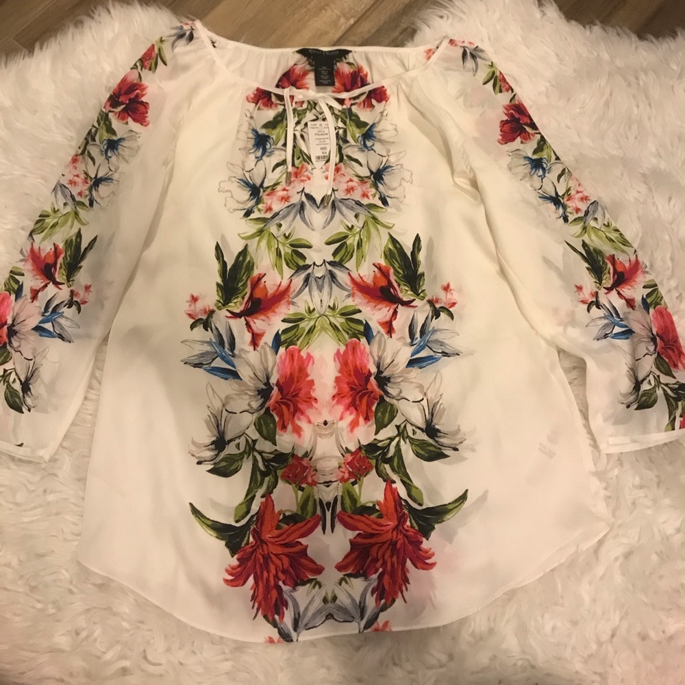 White House Black Market Flower Blouse